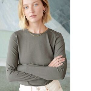 White + Warren Long Sleeve Tee Size Medium Cotton Modal Spandex